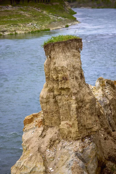 Podziemna Warstwa Gleby Przekroju Poprzecznym Podłoże Erozji Trawą Wierzchu — Zdjęcie stockowe