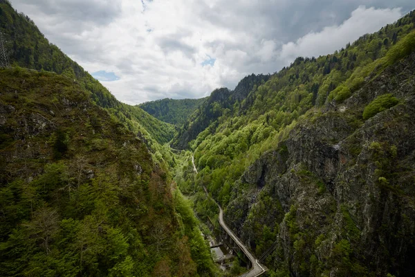Paysage Avec Barrage Vidraru Dans Les Montagnes Des Carpates Roumanie — Photo