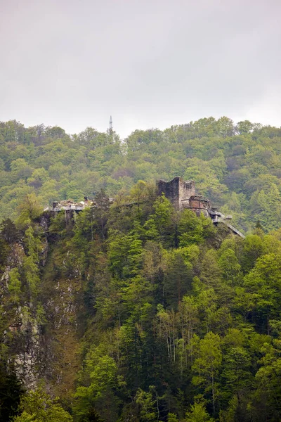 Landschaft Mit Der Mittelalterlichen Festung Poienari Berühmte Festung Dracula — Stockfoto