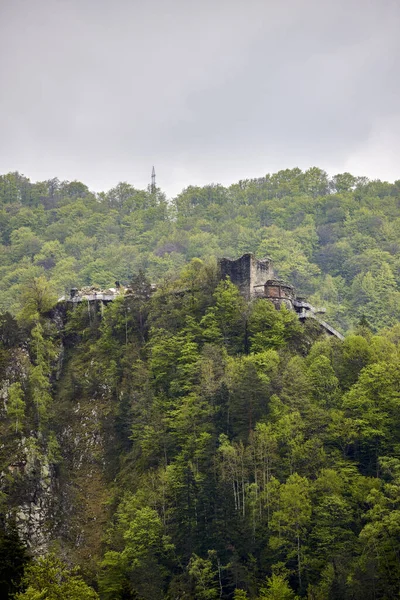 Krajina Středověkou Pevností Poienari Slavná Pevnost Dracula — Stock fotografie