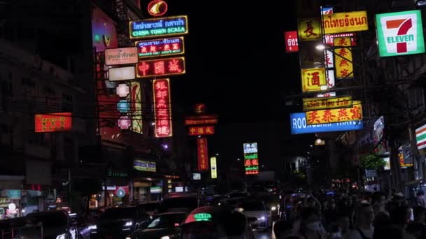 Бангкок Таїланд Травня 2023 Року Нічні Зображення Чайнатауна Нічного Життя — стокове відео