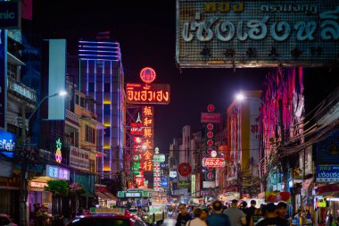 Bangkok Tayland 21-21 Mayıs 2023. Çin şehrinden görüntüler, Gece Hayatı.