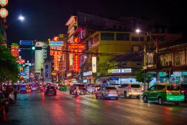 Bangkok Tayland 21-21 Mayıs 2023. Çin şehrinden görüntüler, Gece Hayatı.