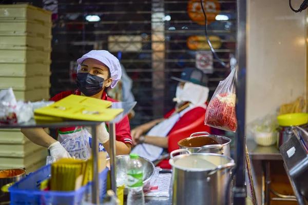 Bangkok Tayland Mayıs 2023 Çin Şehrinden Görüntüler Geceleri Gıda Pazarı — Stok fotoğraf
