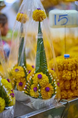 Bangkok Tayland 23 Mayıs 2023. Bangkok 'taki bir çiçek pazarından resimler.