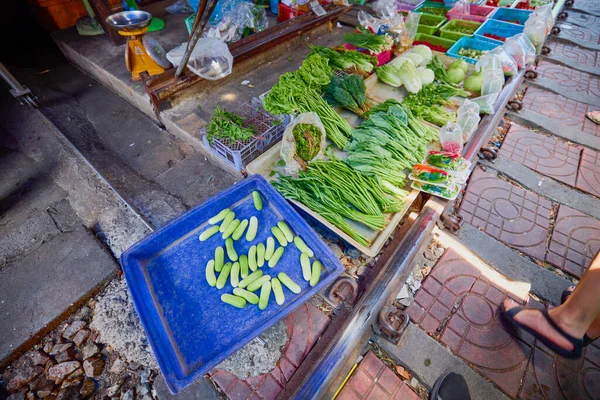 Mekong Tayland Mayıs 2023 Maeklong Tren Stasyonu Sebze Meyve Pazarından — Stok fotoğraf