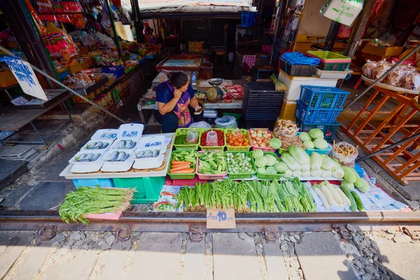 Mekong Tailandia May 2023 Imágenes Maeklong Railway Station Mercado Verduras — Foto de Stock