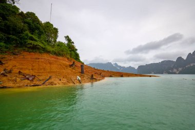 Khao Sok Tayland 28 Mayıs 2023. Khao Sok Milli Parkı, yağmurlu bir günde.
