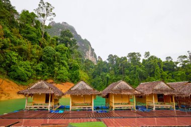 Khao Sok Tayland 28 Mayıs 2023. Khao Sok Milli Parkı, yağmurlu bir günde.