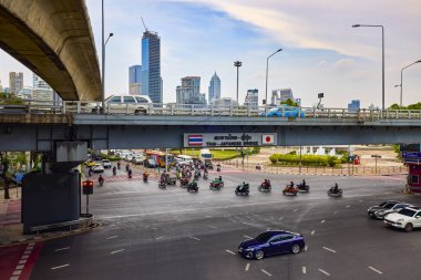 Bangkok Tayland 21 Mayıs 2023 Bangkok sokaklarından gelen trafik görüntüleri.