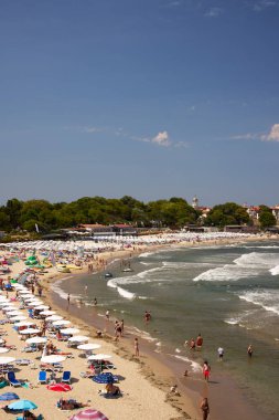 Sozopol Bulgaristan 13 Ağustos 2023. Burgaz 'ın 35 km güneyinde yer alan Sozopol şehrinden görüntüler, Karadeniz' deki bir yarımadada.