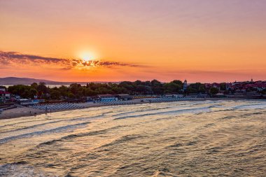 Sozopol Bulgaristan 13 Ağustos 2023. Burgaz 'ın 35 km güneyinde yer alan Sozopol şehrinden görüntüler, Karadeniz' deki bir yarımadada.