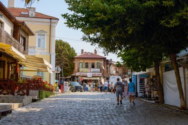 Sozopol Bulgaristan 13 Ağustos 2023. Burgaz 'ın 35 km güneyinde yer alan Sozopol şehrinden görüntüler, Karadeniz' deki bir yarımadada.
