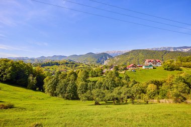 Romanya 'daki Karpat dağlarının kırsal bölgelerinden gelen dağ manzarası.