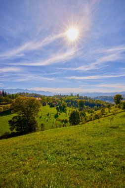 Romanya 'daki Karpat dağlarının kırsal bölgelerinden gelen dağ manzarası.