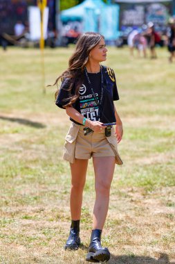 Mioveni Arges Romanya 15 Haziran 2024: (CF Moto Festivali) motosiklet yarışmacılarının dünya rekorunun kırıldığı törenden görüntüler.