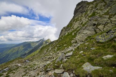 Romanya 'daki Fagarasi dağlarıyla bir yaz günü manzara.