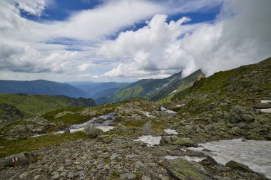 Romanya 'daki Fagarasi dağlarıyla bir yaz günü manzara.