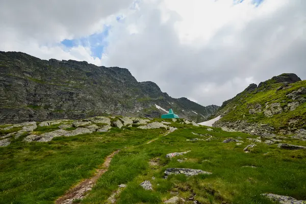 stock image Landscape with the Fagarasi mountains in Romania on a summer day.