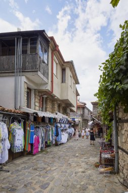 Nessebar Bulgaristan 30 Ağustos 2024 tarihinde, kültür ve mimari karışımı bir şehir olan Nessebar Bulgaristan 'ın eski tarihi merkezinden görüntüler.