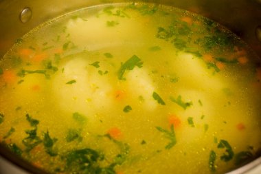 Taze pişmiş hamur çorbası.