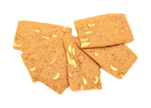 ベルギーのアーモンド薄いクッキーは白い背景で単離しました ストック画像