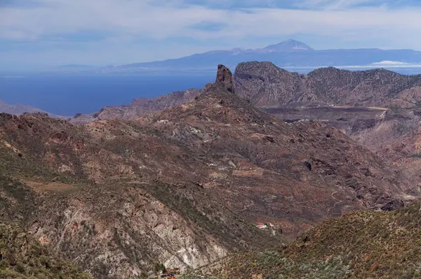 Stock image Gran Canaria, landscape of the central part of the island, Las Cumbres, ie The Summits, Roque Bentayga formation in Caldera de Tejeda