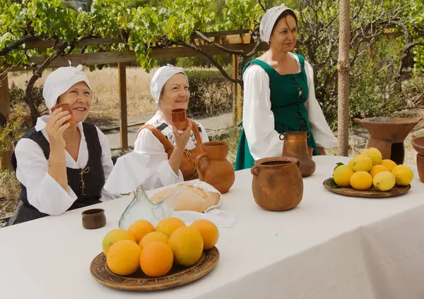 stock image Santa Brigida, Las Palmas, Spain - June 29 2024: Members of The Association for the Dissemination of the Canary Island History participate in historical reenactment of Battle of Batan, fought between pirates of Pieter van der Does and local militia