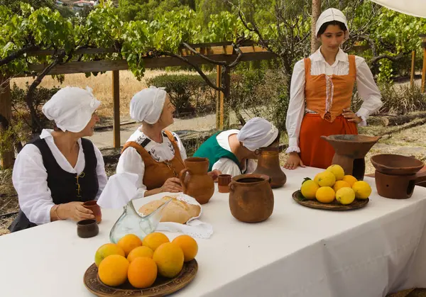 stock image Santa Brigida, Las Palmas, Spain - June 29 2024: Members of The Association for the Dissemination of the Canary Island History participate in historical reenactment of Battle of Batan, fought between pirates of Pieter van der Does and local militia