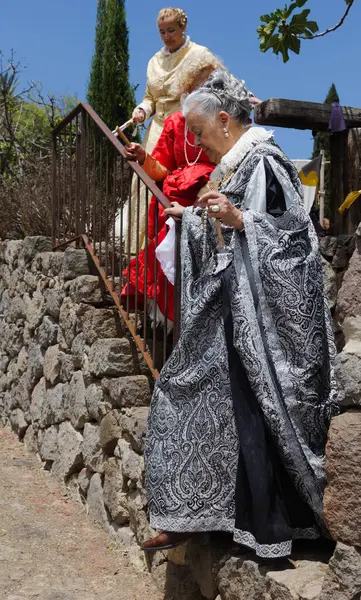 stock image Santa Brigida, Las Palmas, Spain - June 29 2024: Members of The Association for the Dissemination of the Canary Island History participate in historical reenactment of Battle of Batan, fought between pirates of Pieter van der Does and local militia