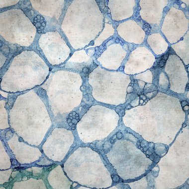 Sulu kare desenli eski kağıt arkaplan. Suluboya ve sabun köpüğü izleri var. 