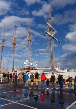 Las Palmas de Gran Canaria, Spain - January 22 2025: Spanish training ship Juan Sebastian de Elcano is moored at Naval Base and open for visits clipart