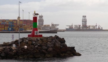 Las Palmas de Gran Canaria, Spain - January 30 2025: Ultra large container ship MSC Allegra is being loaded in the port before sailing to Singapore clipart