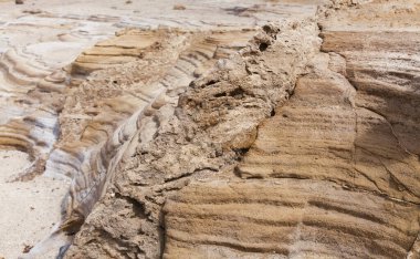 Gran Canaria, Las Palmas de Gran Canaria kıyısındaki El Confital plajındaki kayaların dokusu.