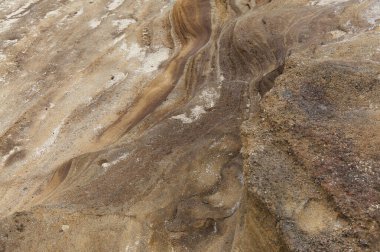 Gran Canaria, Las Palmas de Gran Canaria kıyısındaki El Confital plajındaki kayaların dokusu.