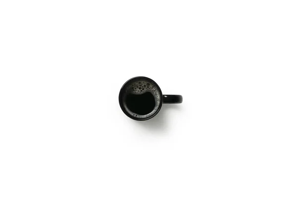 Schwarzer Kaffee Mit Natürlichem Schaum Einer Tasse Isoliert Auf Weißem — Stockfoto