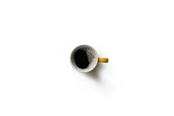Svart Kaffe Med Naturlig Skum Beger Isolert Hvit Bakgrunn Isolert – stockfoto