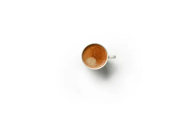 stock image Top view a cup of black coffee isolated on white background with clipping path.