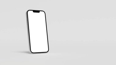 Açık gri arkaplan üzerinde boş ekranı olan akıllı telefon, modeller veya uygulama tasarımı için mükemmel.