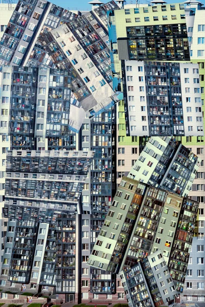 Collage Abstrait Avec Des Fragments Bâtiments Résidentiels Plusieurs Étages — Photo