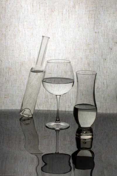 Still Life Glassware Reflective Surface — Stock Photo, Image