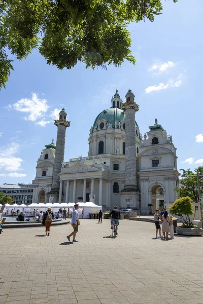 Viena Austria Junio 2023 Karlskirche Catedral San Carlos Plaza Karlsplatz — Foto de Stock