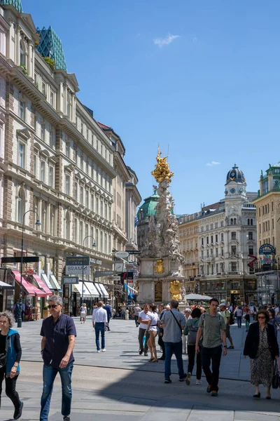 Viena Austria Junio 2023 Columna Santísima Trinidad Columna Plaga Calle — Foto de Stock