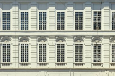 Viyana, Avusturya - 13 Haziran 2023: Viyana 'nın merkezinde güzel eski bir binanın cephesi