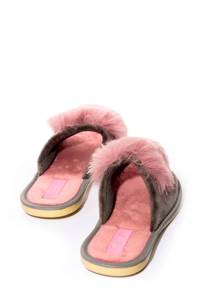Pantofole Rosa Donna Sfondo Bianco — Foto Stock
