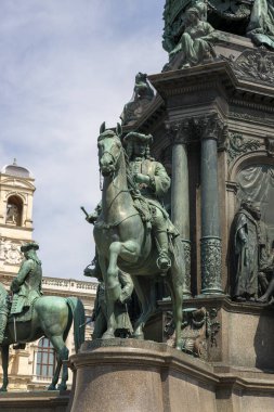 Viyana, Avusturya - 20 Haziran 2023: Viyana 'da İmparatoriçe Maria Theresa anıtının bir parçası