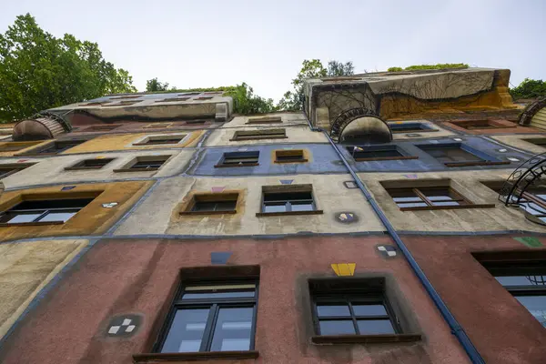 Wien Österrike Juni 2023 Wiens Mest Ovanliga Byggnad Hundertwasser House — Stockfoto