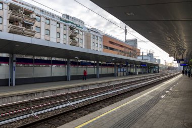 Viyana, Avusturya - 14 Şubat 2023: Viyana Handelskai Tren İstasyonu