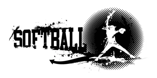 Uma Ilustração Vetorial Softball Banner Gráficos Vetores