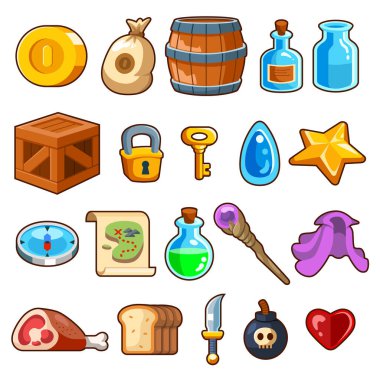 Oyun Sprites Simgesi Ayarının bir vektör illüstrasyonu 